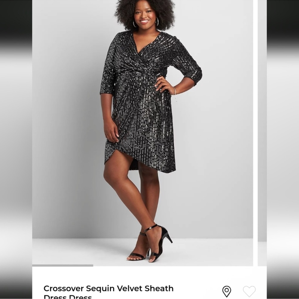 Lane Bryant Black Sequin Wrap Dress